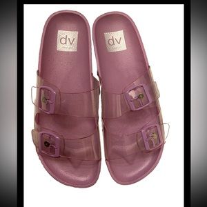 DV By Dolce Vita Sandals Sz 8 Purple SeeThru Clear Transparent Slides  Slip On